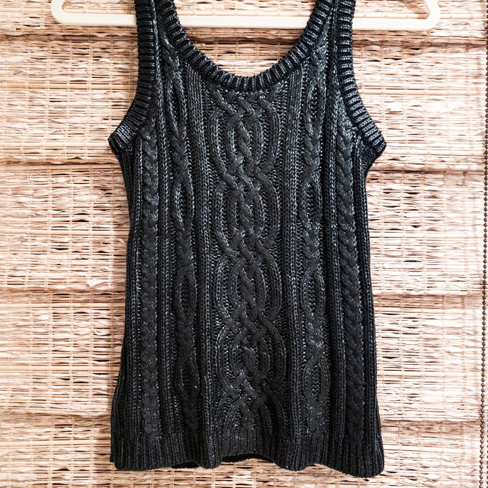 Ralph Lauren Black Label Cable Knit Silk Tank